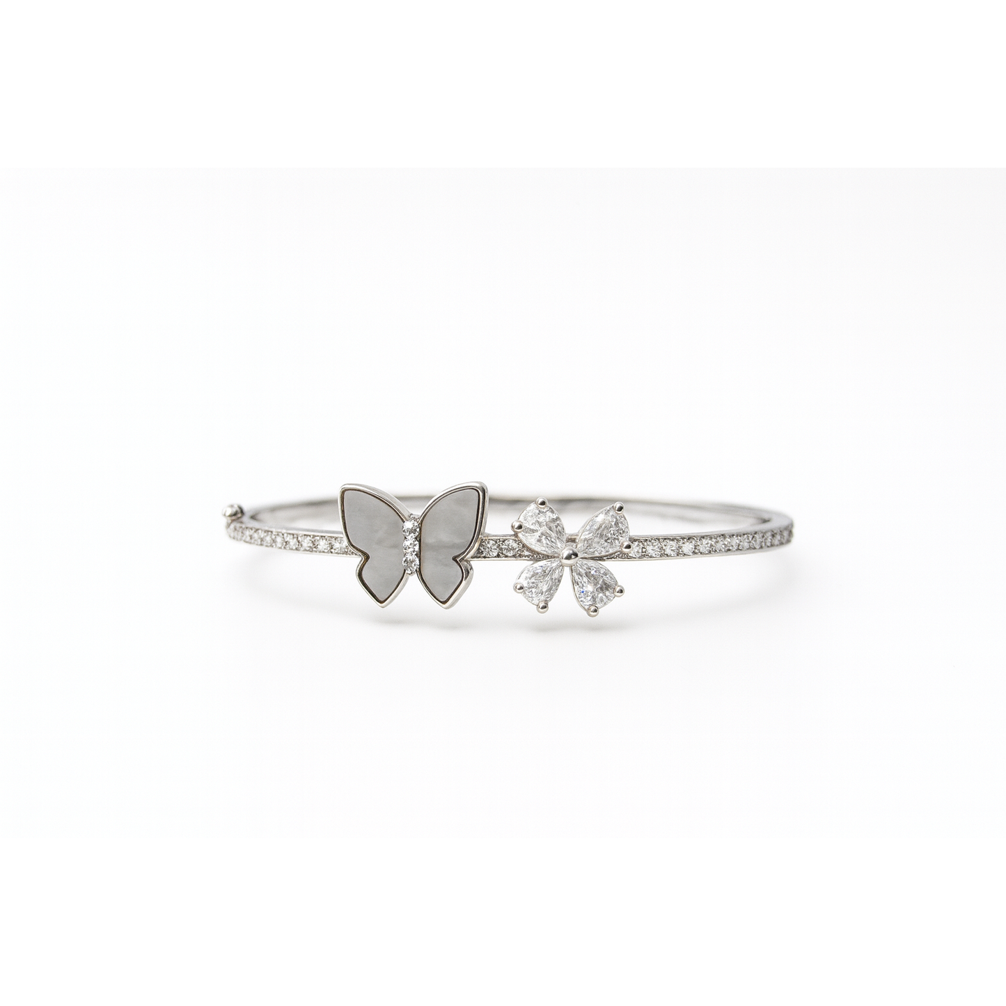 ✨ Sterling Silver S925 Butterfly & Flower – Elegant Crystal Bracelet ✨