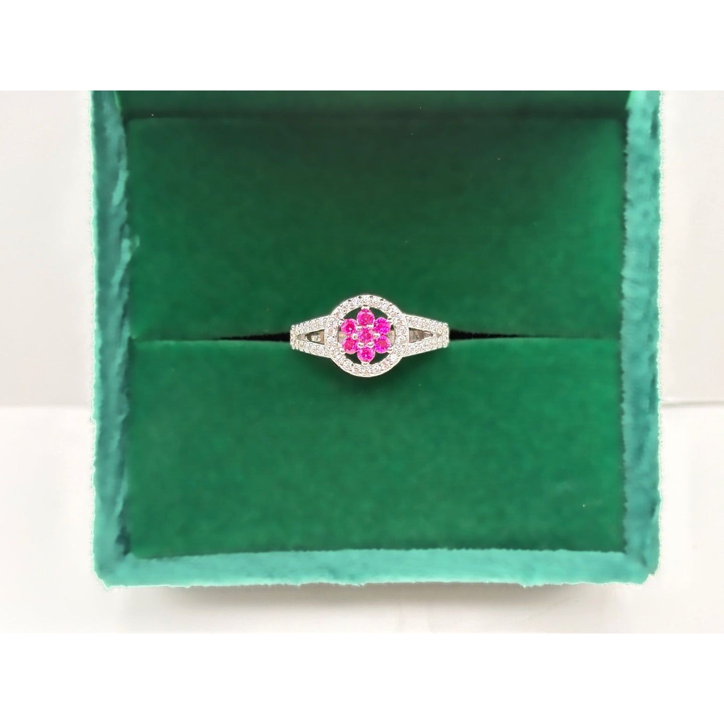 Sterling Silver Pink Blossom Ring – Size 6