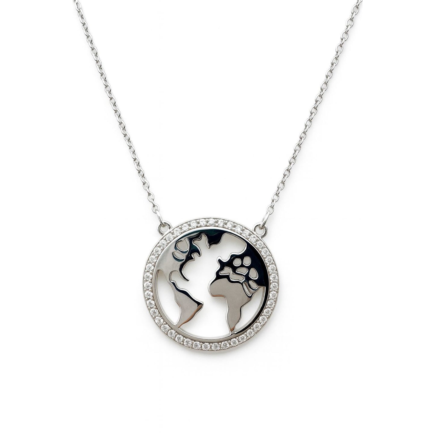 π Pure Silver 925 World Map Pendant Necklace β¨