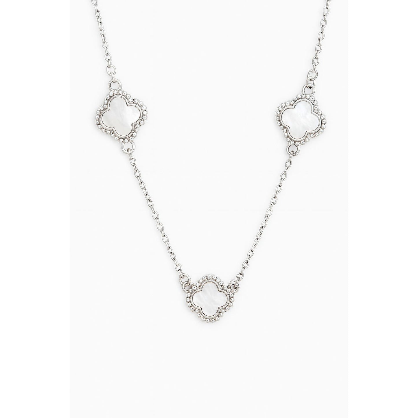 ⨠3 Clover Necklace š Pure 925 Silver š Premium White Inlay š¤