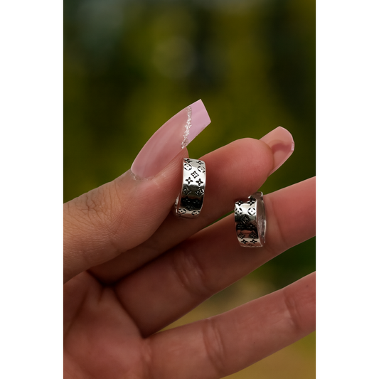 Sterling Silver Monogram Hoop Earrings – S925