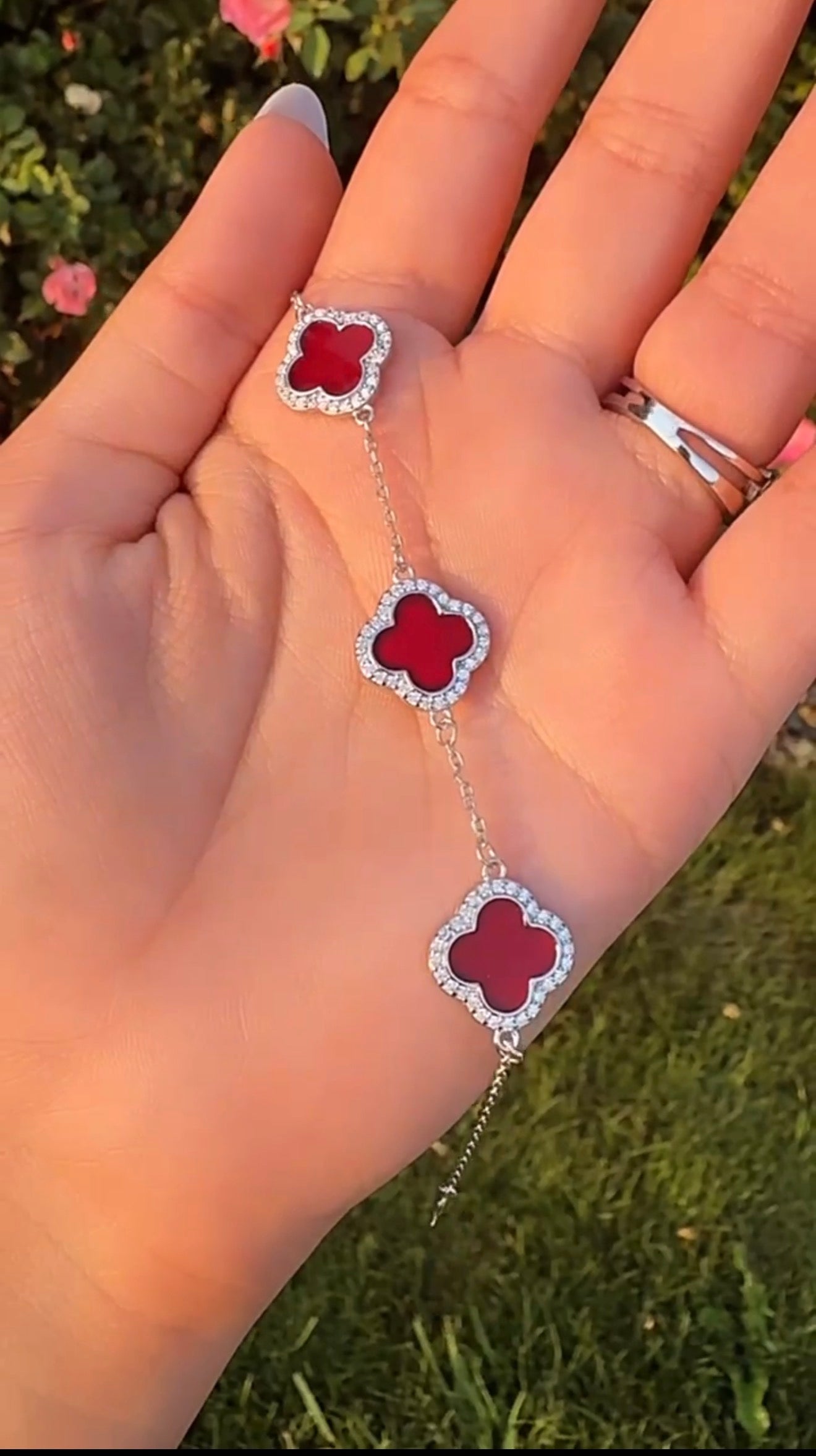 ✨ Premium 925 Silver Clover Bracelet 🌹❤️
