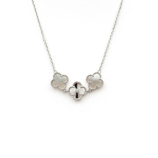 ✨ Premium Pure Silver 925 Triple Clover Pendant Necklace 🌸 |