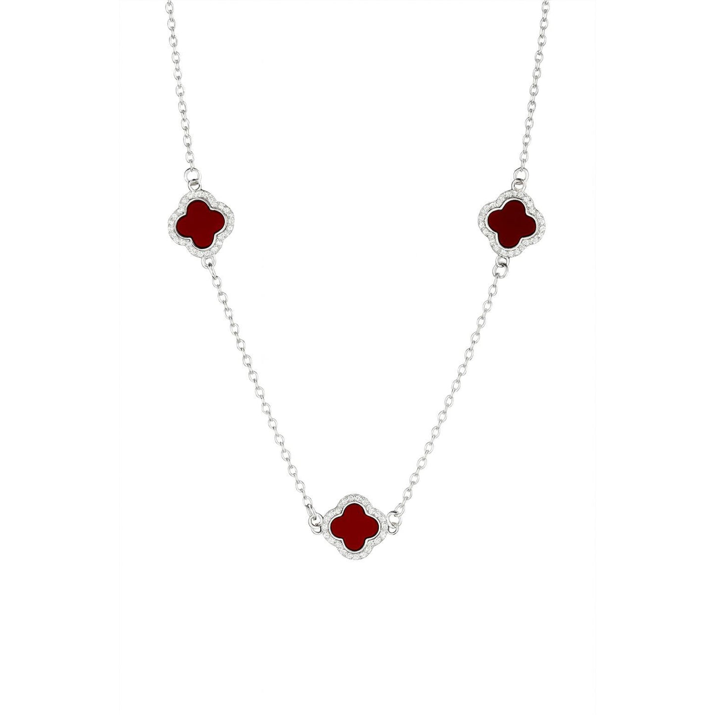✨ Pure Silver Premium 925 Red Clover Necklace