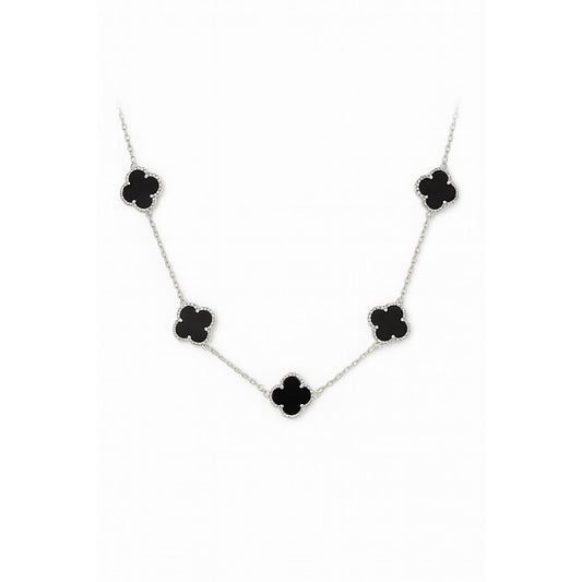🖤 5 Black Clover Necklace – Pure 925 Sterling Silver 🍀
